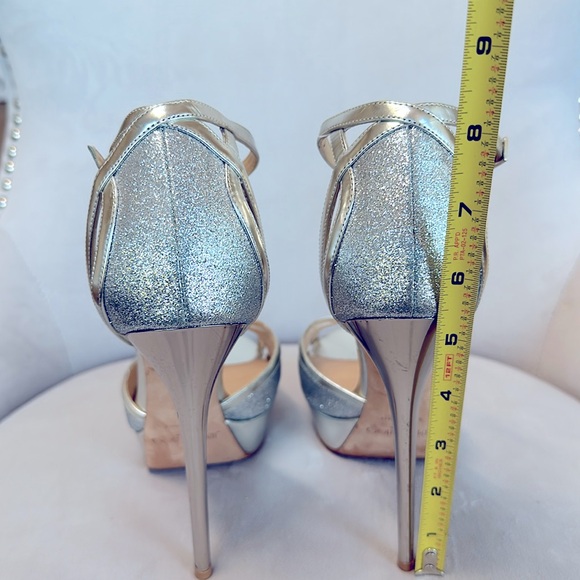 Jimmy Choo Laurita metallic glitter platform sandals, silver, size 38 - Picture 8 of 10